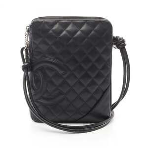CHANEL Cambon Line Shoulder Bag Leather Women's Black A25178